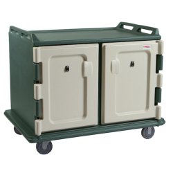 Chariot de distribution plateaux repas en polyéthylène monobloc indéformable, infissurable - 20 plateaux