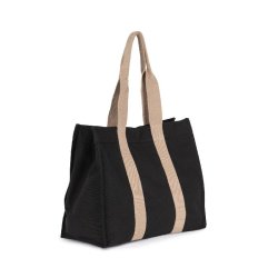 Grand sac shopping à soufflet recyclé - Kimood - Réf: KI5201 - Poche zippée et anses contrastées