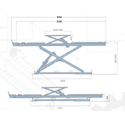Pont ciseaux encastrable 5T + levage auxiliaire 3,5T - 5100mm