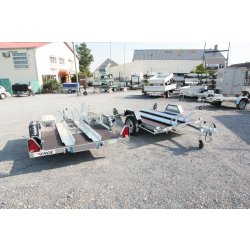 Remorque sans frein avec 2 coffres de rangement alu à l'avant pour le transport d'un scooter 3 roues - erde ch751 mp3 pack