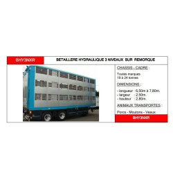 Bhy3nxr - Bétaillère hydraulique 3 niveaux - Carrosserie Guitton - Remorque avec structure aluminium et toit rehaussable