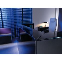 Banque d'accueil LINEA - Verre et lumière moderne, style minimaliste et modulaire