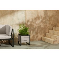 Catania - grande jardinière d'extérieur en métal et bois composite polywood gris foncé - 40x40x40 cm