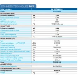 MFR mobile - Climatiseur monobloc réversible Airwell - Puissance absorbée nominale 1,045 kW