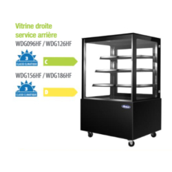 Vitrine réfrigérée vitre droite - 3 étagères réglables avec LED - Froid ventilé et double vitrage