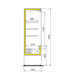 Vitrine réfrigérée verticale ORSO EUROVITRINE - 0.70m x 0.55m x 1m93, groupe intégré, inox, positif