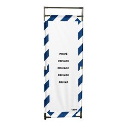 Barrière d'intervention 1 panneau PVC ou Inox 304 - H. 1 000 ou 1 800 mm, polyester velcro - Rayé Bleu / Blanc (Privé) / 1800 / INOX 304