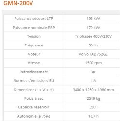 GMN-200V - Groupe électrogène industriel Generac 196 kVA - Série GMN Euro, moteur diesel conforme normes IIIA