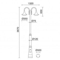 Lampadaire de parc pana - 2 lanternes -ip65- 3600 lumens - 4000 k - coloris antrhacite