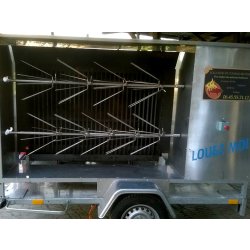 Tournebroche professionnel modèle ouvert - robuste, fiable, simple d'usage - Guinet, acier galvanisé, 48 poulets, remorque homologuée