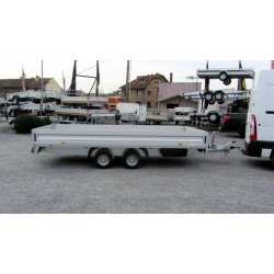 Remorque plateau Humbaur HN 204121 / HN 254121 - 2 essieux, roues surbaissées, ridelles alu, structure modulaire