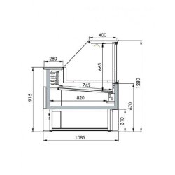 Vitrines statique avec réserve - VIVA 3000 - Référence: VIVA 2500-S-AR