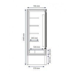 Vitrine murale libre-service - Non canalisable, laquée, froid ventilé - LATIUM H200/120-PC