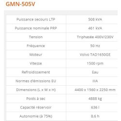 Groupe électrogène industriel GMN-505V - Generac - 508 kVA - Série GMN Euro - Diesel normes IIIA