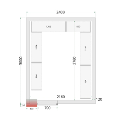 Chambre froide négative CRNF2430 Blanc 2400 x 3000 x 2200 mm TEFCOLD