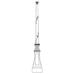 Mât d'éclairage public Vicomte 1 - hauteur 3.72 à 3.75 m - en fonte traditionnelle GL-250