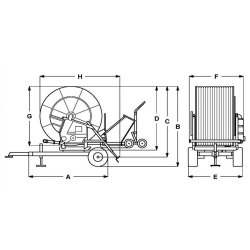 R2/1b - enrouleur d'irrigation - ocmis - longueur total : 330 cm