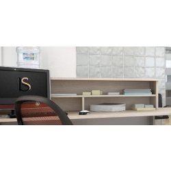Bureau d'accueil Tono - Mobel Linea. - 80, Alu, Acacia clair