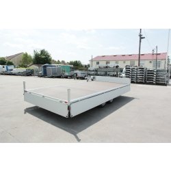 Remorque plateau Humbaur HT 255124 - 2 essieux, ridelles alu et roues dessous