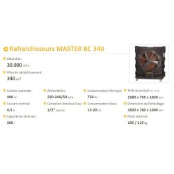 Master BC 340 - Rafraîchisseur industriel silencieux - Master Climate Solutions - Débit d’air: 30.000 m3/h
