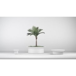 Jardinière Hat en béton cylindrique avec capacités différentes - Blanc/Gris - Marbre/Carrière concassée