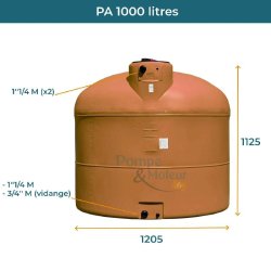 Cuve 1000l Aérienne De Récupération D'eau - Réservoir Cylindrique Terracotta - Elbi Pa1000
