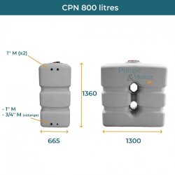 Cuve 800l Aérienne De Récupération D'eau - Réservoir Compact Gris - Elbi Cpn800