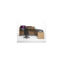 Banque d'accueil en angle AMBIANCE-5 Wood avec comptoir PMR - Normatic