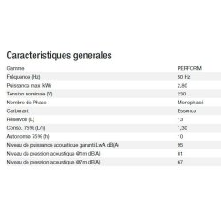 Perform 3000 XL TB UK - Groupe électrogène Kohler - Gamme Perform - Puissance max 2,80 kW - 230 V