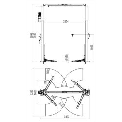 Pont elevateur hydrau. 2 colonnes 3.6t tx36w