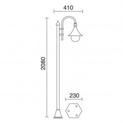 Lampadaire de parc trom ip43 e27 42w noir livré avec son mat hauteur de 1945 mm