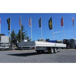 Remorque plateau Humbaur HT 356124 - 2 essieux - acier galvanisé - roues dessous - ridelles alu