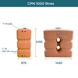 Cuve 1000l Aérienne De Récupération D'eau - Réservoir Compact Terracotta - Elbi Cpn1000