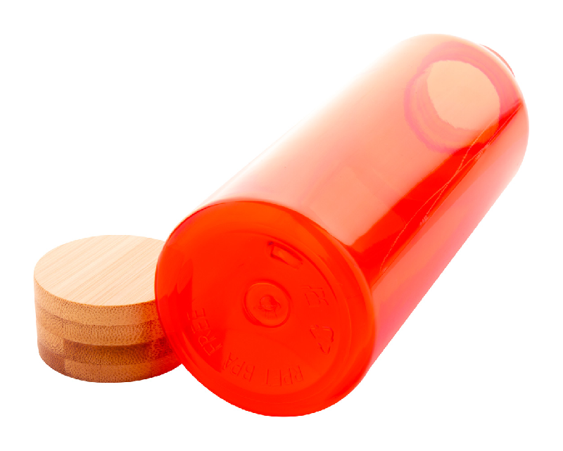 Bouteille en RPET - 500 ml avec couvercle en bambou - Sans BPA - Couleur rouge_2