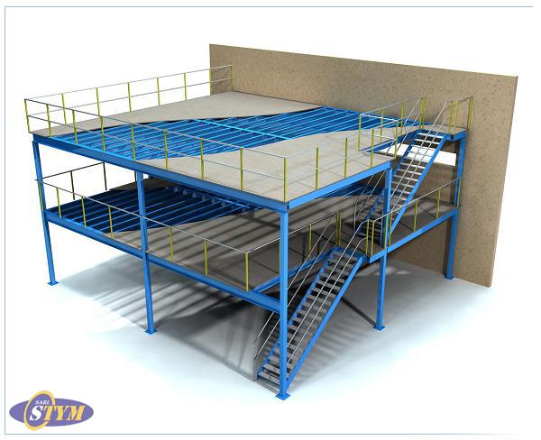 Mezzanine industrielle robuste et esthétique - Plateforme autoportante pour stockage, bureaux et manutention_2