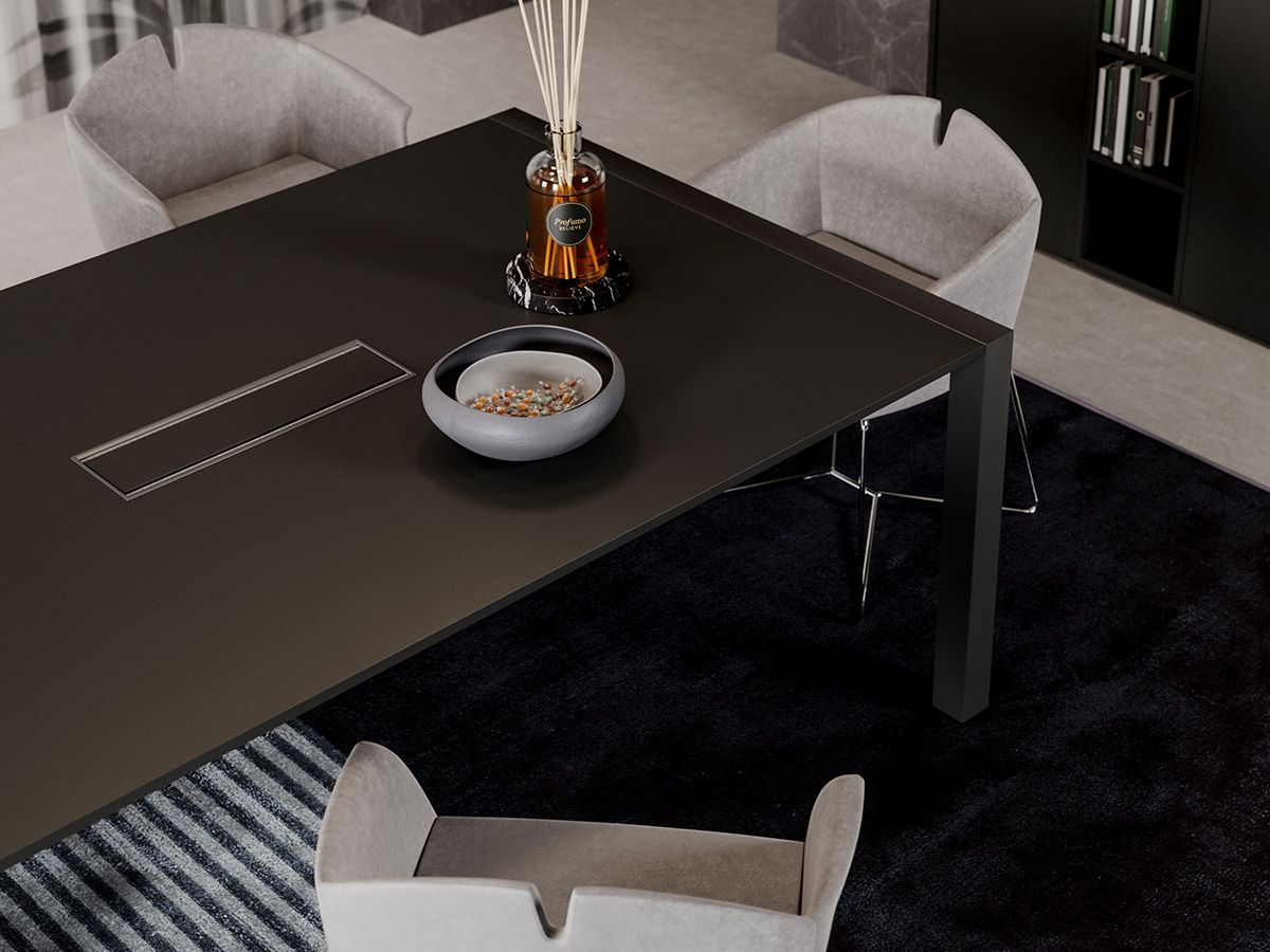 Table de réunion Talisman Soft Black - passage de câbles, Fenix et capacité jusqu'à 22 personnes_2