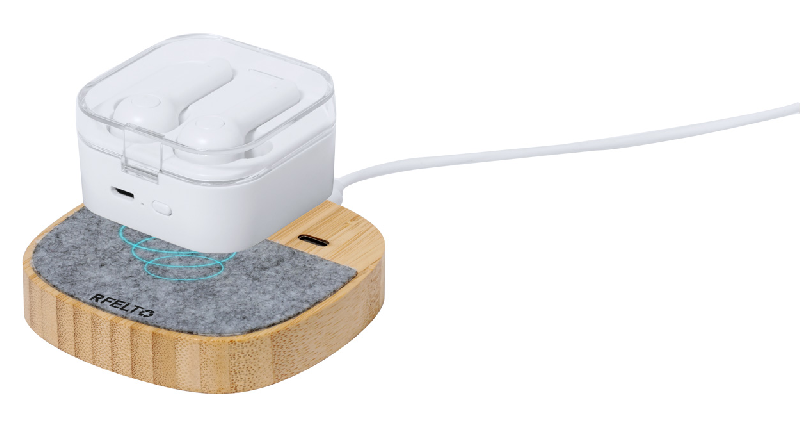 Chargeur sans fil rapide 15W - Boîtier en bambou et feutre RPET - Ports USB et USB-C_2