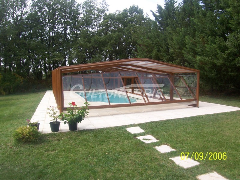 Abri piscine haut Moorea 4 - fixe en aluminium T6 et inox 316L avec toiture en double équerrage_0
