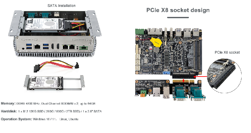 PC industriel fanless pour automatisation, supervision et edge computing - Monolith-2012A - Processeur 12th Gen Intel® Core™ i3/i5/i7, DDR5, HDMI, Ethernet, Aluminium_2