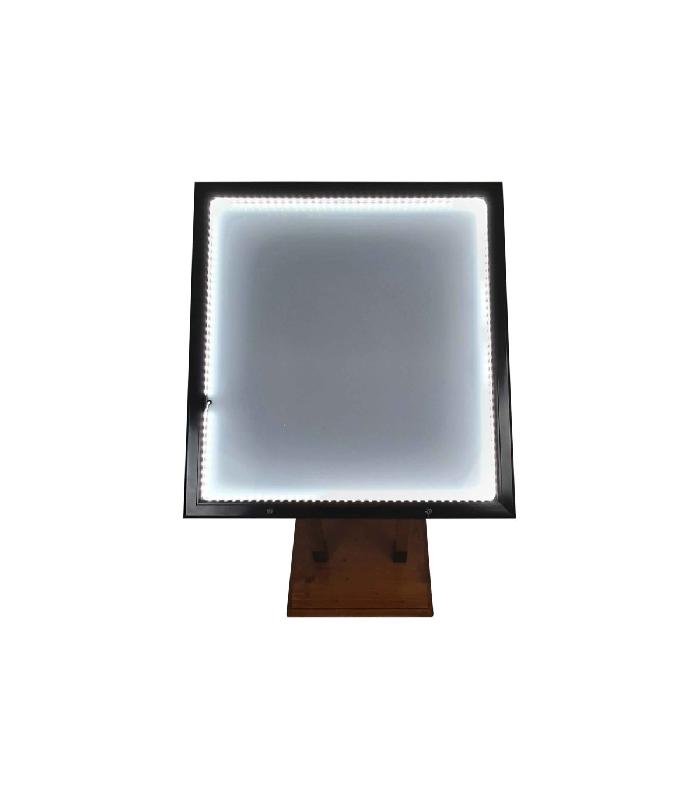 Porte menu métal pour 6 feuilles A4 avec pied en bois et option LED - Référence : LSTF74LED_2
