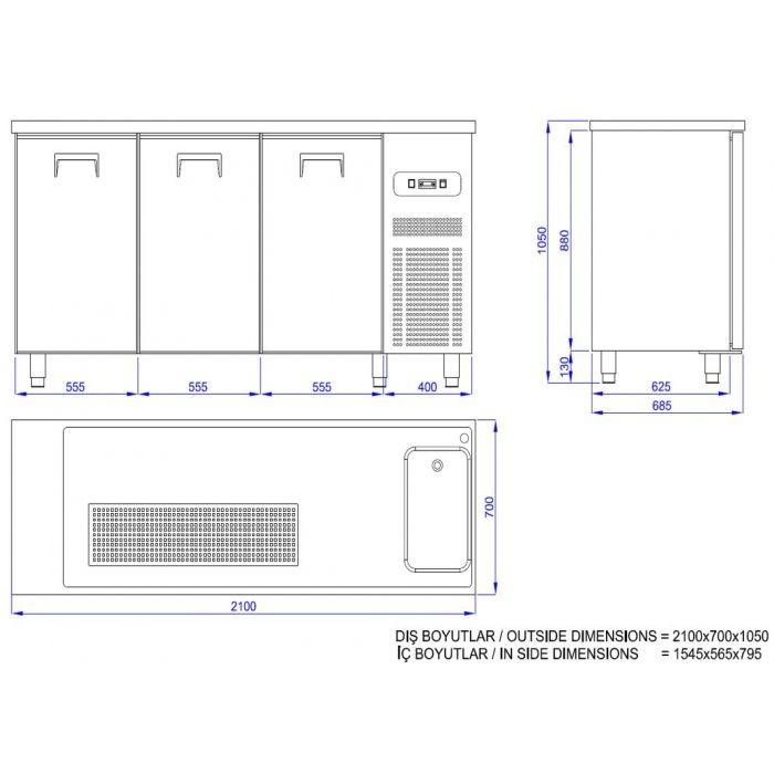 Refroidisseur de bière 3 portes 1r l2100mm 7489.5330 COMBISTEEL_2