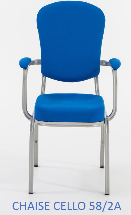 Chaise de conférence empilable par 10 avec accoudoirs - Cello - aluminium rainuré et assise Confort Plus_2