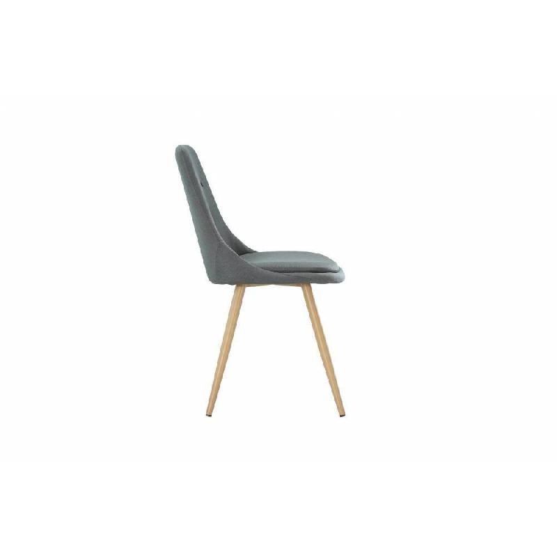 Chaise design scandinave MIDGARD - tissu gris graphite - structure en contreplaqué et pieds bois clair_2