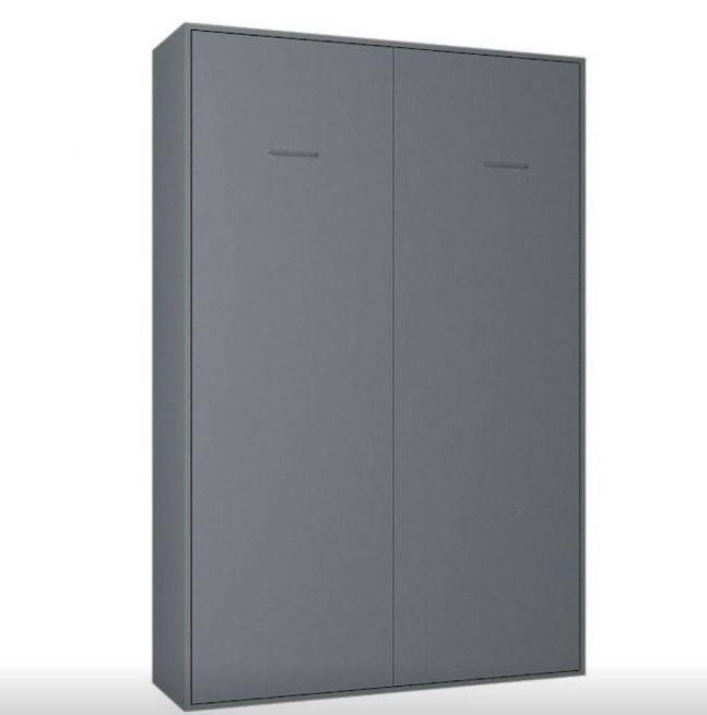 Armoire lit escamotable SMART-V2 gris mat avec bibliothèque intégrée - Couchage 140 x 200 cm_2