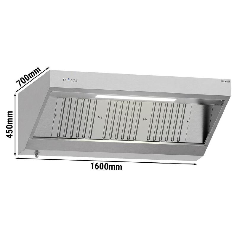 Hotte murale inox 1m60 avec moteur, régulateur, filtre et éclairage | Profondeur 700 mm_2