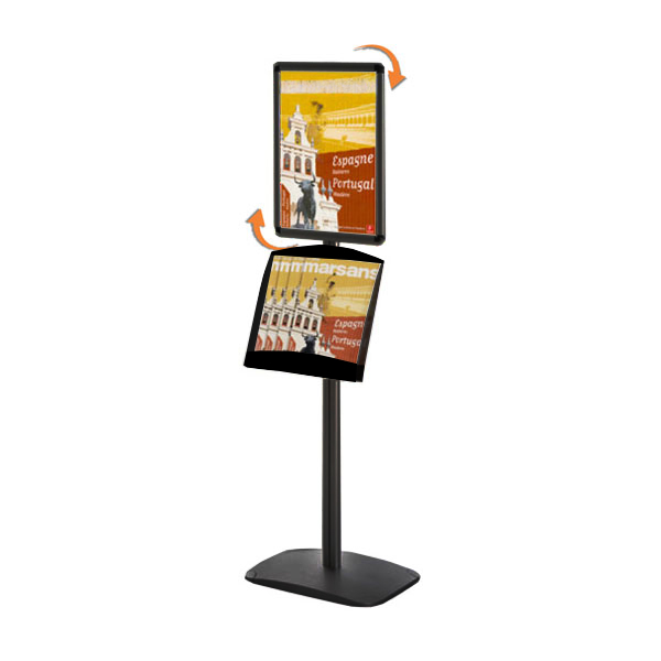 Porte-messages Cadro-Clic® - 1 porte-affiche A3 et 1 étagère - Réf : 214035MNR - Hauteur 134 cm, Socle lesté 6 kg_2