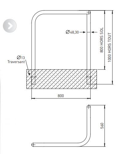 Arceaux vélos Éole - Citynox - diamètre 48 mm - hauteur 1200 mm - fixations à sceller ou sur platine - options personnalisables_2