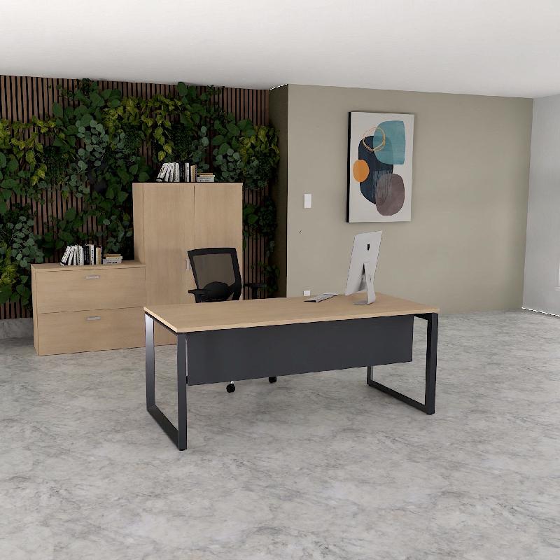 Bureau droit individuel Star - Mobel Linea - 180, Anthracite, Chêne moyen , Oui_0