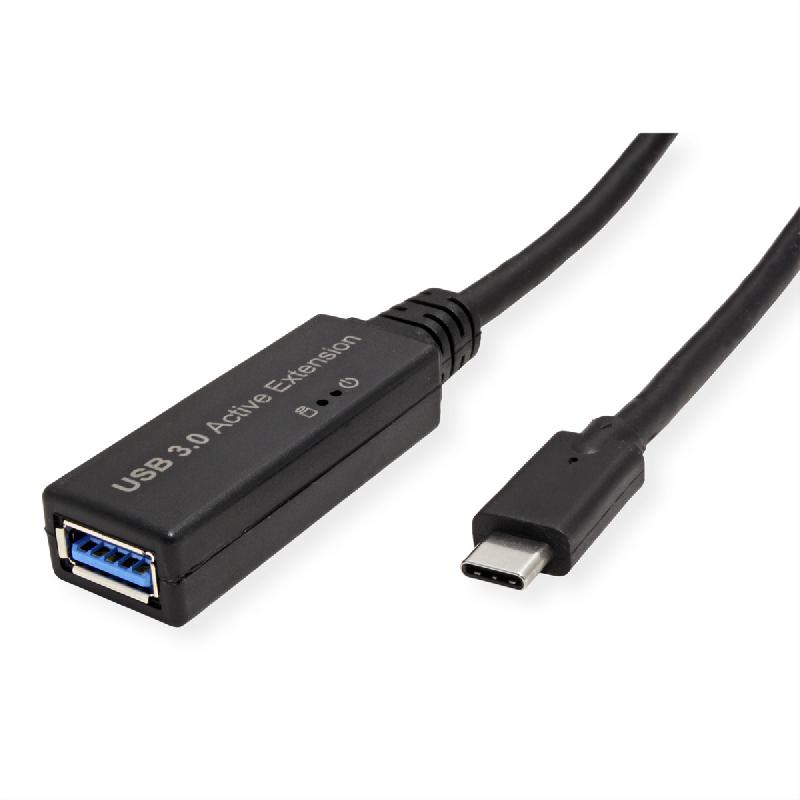 ROLINE Câble prolongateur USB 3.2 Gen 1 actif, Type A - C, noir, 5 m_2