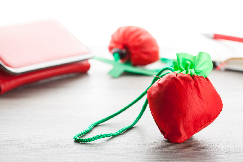 Sac shopping pliable en forme de fruit - Polyester 190T - Couleur rouge - 22g_2